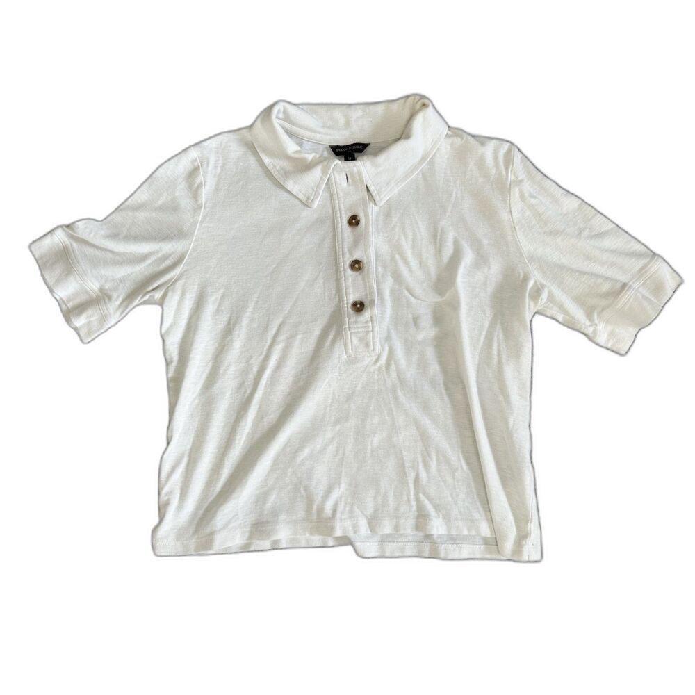 Banana Republic white short-sleeve button henley shirt M